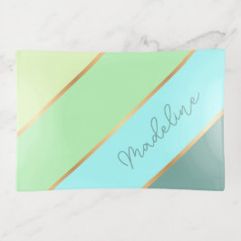 Bandejas Turquesa Azul-Teal Personalizada - Pontas Verdes