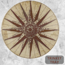 Vintage Compass Rosa Naw Art Trinket Dish