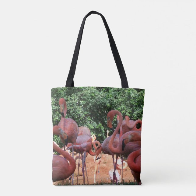 Bando de Flamingos Rosa numa bolsa de tote (Verso)