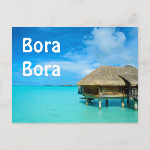 Bangalow sobre água no cartão postal Bora Bora Bor