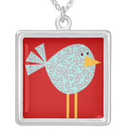 Banhado A Prata Birdie Com Colar De Pincéis