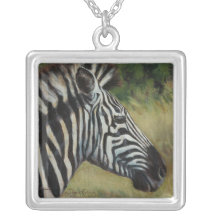 Grande colar quadrada Prata-Chapeada da zebra
