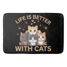 A Vida é Melhor Com Gatos Tapete de Banho de Gatin