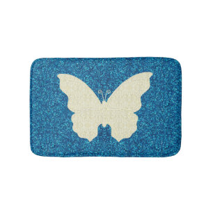 Banheiro Borboleta De rendas brancas sobre tapete azul bril