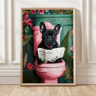 Banheiro Cachorro Bulldog Francês Impressão Sanitá