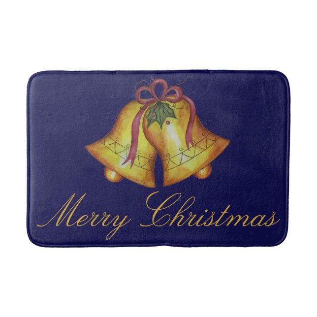 Banheiro Decoração de tapete azul de Natal feliz (Frente)