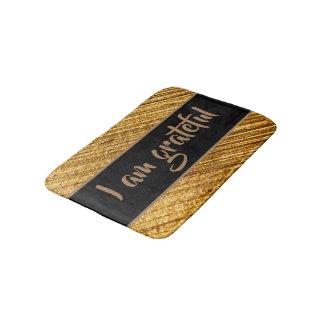 Banheiro Eu sou Tapete de Banho Grato Dourado Marrom Design