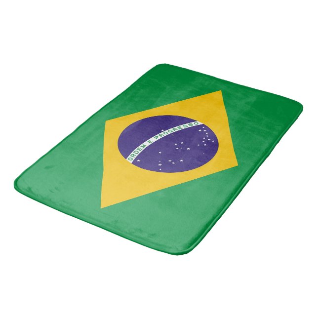 Banheiro Grande tapete de banho com bandeira do Brasil (Angulado)