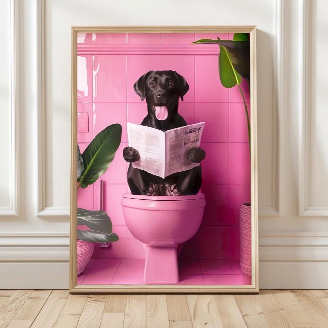 Banheiro Impressão de Labrador Preto Posters Engra (Criador carregado)
