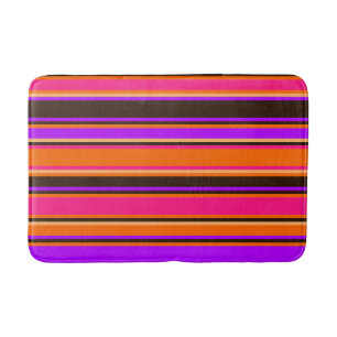 Banheiro Laranja, magenta e tapete de banho com distribuiçã