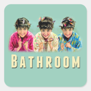 Banheiro movente da etiqueta da etiqueta da caixa