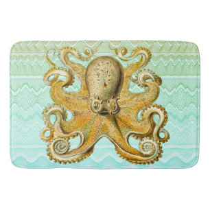 Banheiro Onda pastel do polvo Dourado retro do tapete de