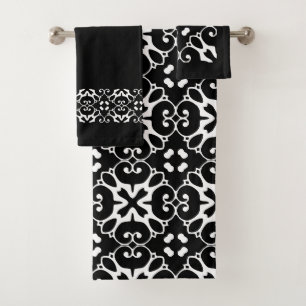 Banheiro preto e branco moderno Bandeja Toalha