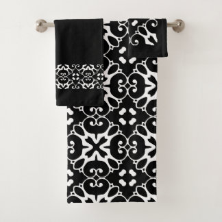 Banheiro preto e branco moderno Bandeja Toalha