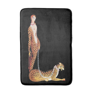 Banheiro Senhora com Tapete de Banho de Leopardo