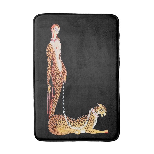 Banheiro Senhora com Tapete de Banho de Leopardo (Frente Vertical)