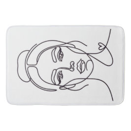 Banheiro Tapete de Banho Arte Linha Rosto Mulher Minimalist