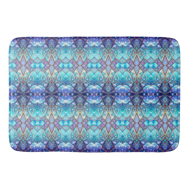 Banheiro Tapete de Banho Azul Ornamentado (Frente)