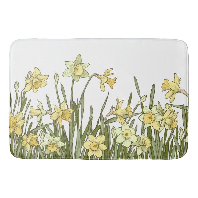 Banheiro Tapete de banho com imagem desenhada de narcisos a (Frente)