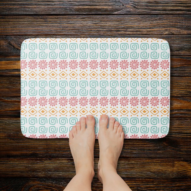 Banheiro Tapete de Banho com Padrão Tribal Boho | Sol Paste (Criador carregado)