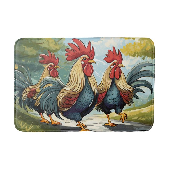 Banheiro Tapete de Banho Cool Roosters! (Frente)