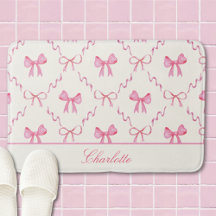 Tapete de Banho Coquette com Laço Rosa