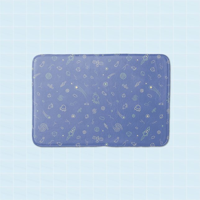 Banheiro Tapete de Banho Cute Space Doodle (Step into the stars right after your shower.)