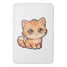 Tapete de Banho de Gatinho Laranja Fofo