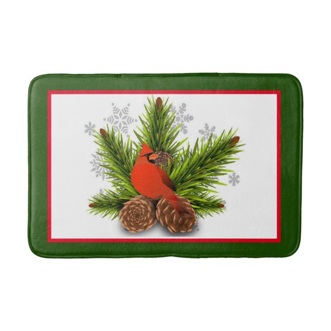 Banheiro Tapete de Banho de Pássaro Cardinal de Natal com P (Frente)