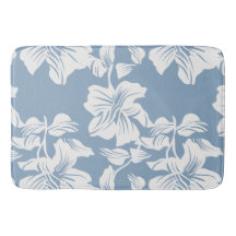 Tapete de Banho de Veludo Azul Floral em Arte Line