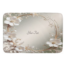 Tapete de Banho Floral Branco Ornamentado