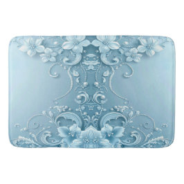 Banheiro Tapete de Banho Floral Decorativo Azul