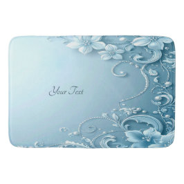 Banheiro Tapete de Banho Floral Decorativo Azul