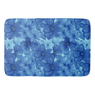 Banheiro Tapete de Banho Floral em Azul Aguarela Refrescant