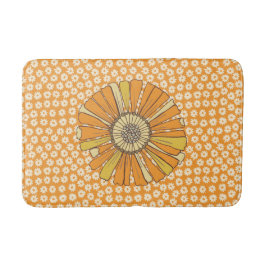 Banheiro Tapete de Banho Floral Laranja Retrô
