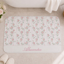 Banheiro Tapete de Banho Floral Rosa Personalizado