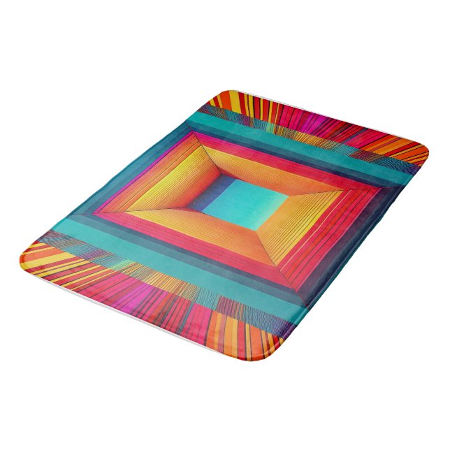 Banheiro Tapete de Banho Geométrico Infinito Neon 3D (Angulado)