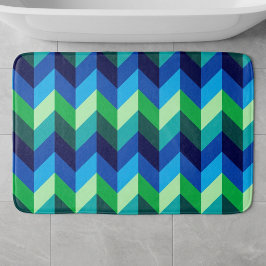 Banheiro Tapete de Banho Grande Ombre Chevron Verde Azul