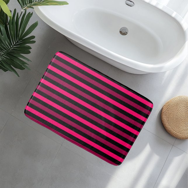 Banheiro Tapete de Banho Listras Magenta e Preto (Criador carregado)