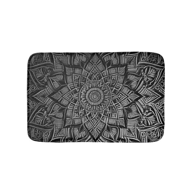 Banheiro Tapete de Banho Mandala de Prata (frente)