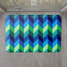 Banheiro Tapete de Banho Médio Ombre Chevron Azul Verde