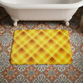 Banheiro Tapete de Banho Médio Xadrez Amarelo Gema de Ovo F