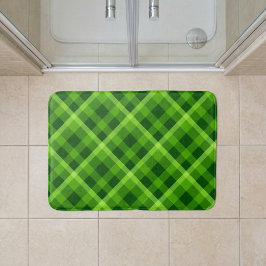 Banheiro Tapete de Banho Médio Xadrez Verde Árvore Bonita