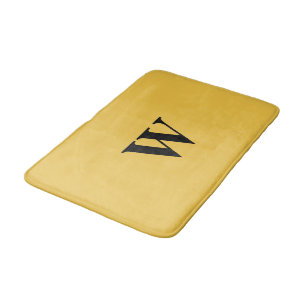 Banheiro Tapete de Banho Monograma Preto Milho Amarelo