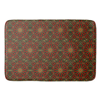 Banheiro Tapete de Banho Ornamentado Vermelho Verde