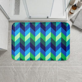 Banheiro Tapete de Banho Pequeno Ombre Chevron Azul Verde