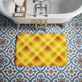 Banheiro Tapete de Banho Pequeno Xadrez Amarelo Gema de Ovo
