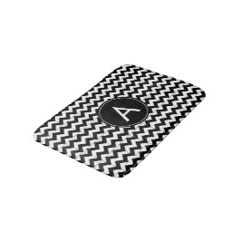 Banheiro Tapete de Banho Preto Branco Chevron Inicial A