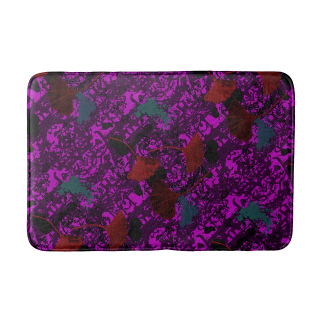 Banheiro Tapete de Banho Purple Ginkgo Grunge (Frente)