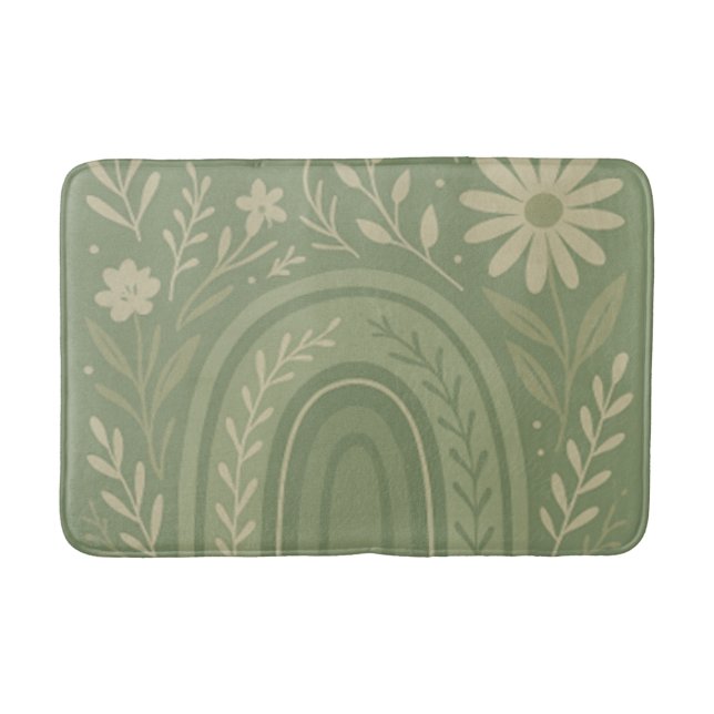 Banheiro Tapete de Banho Verde Sage Boho (Frente)